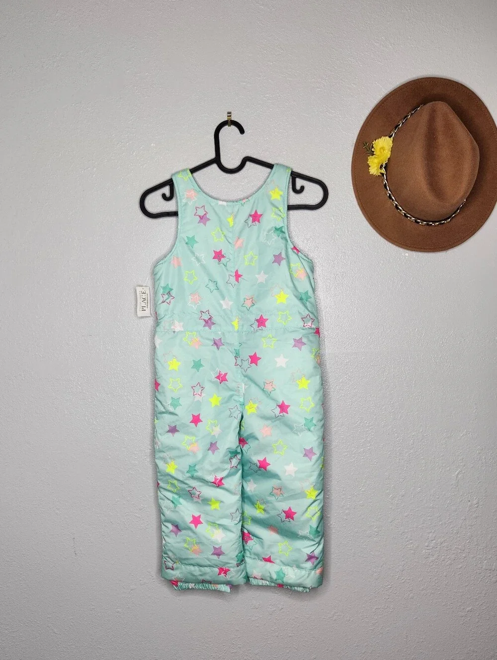NWT The Children's Place Size 3T Mint Green Star Snow Overalls
